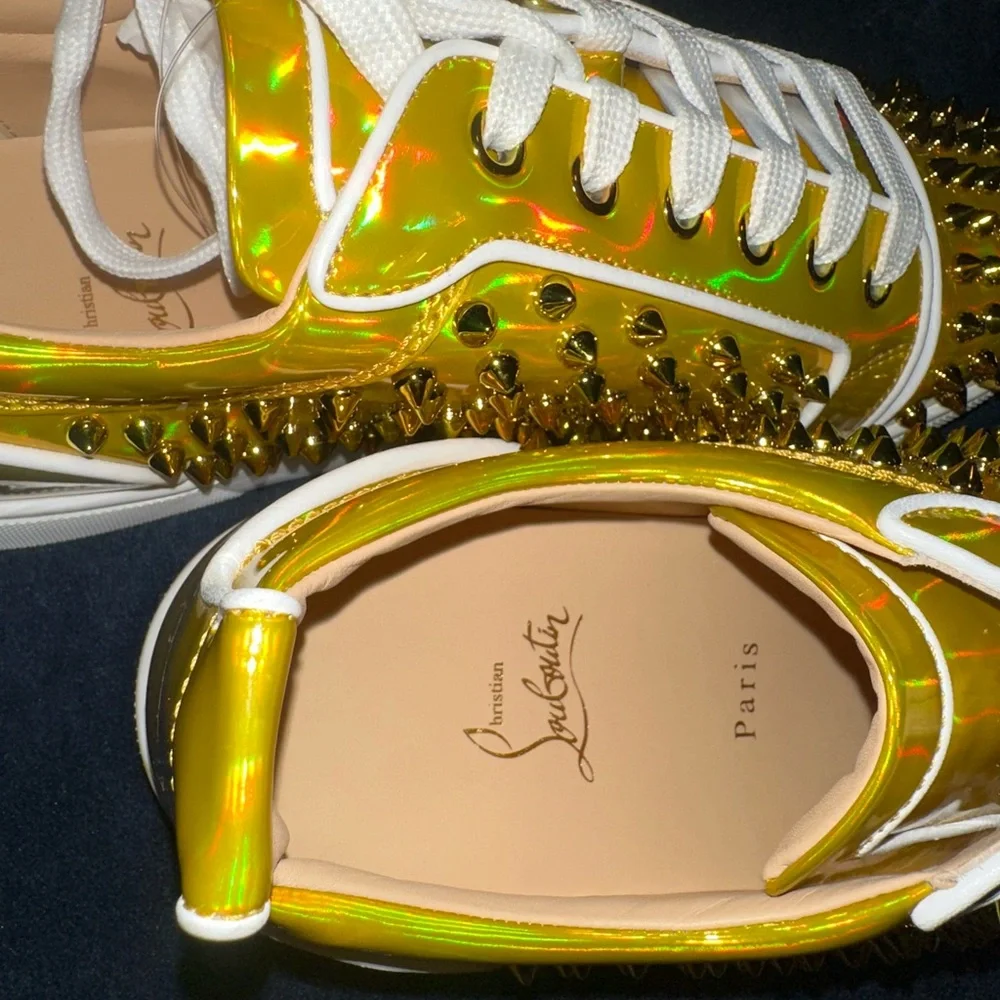 Christian Louboutin Yellow Spiked Sneakers - Picture 6 of 10